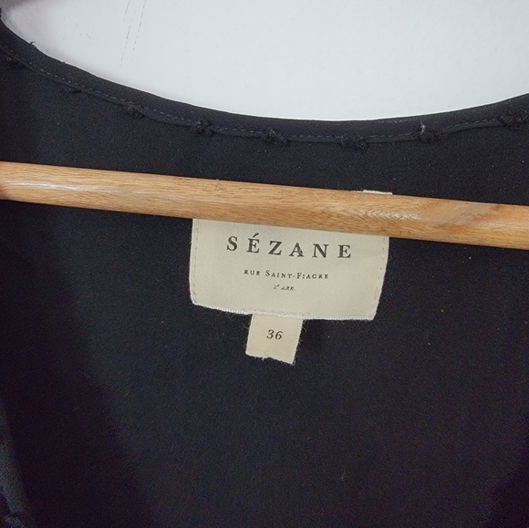 Sezane Mirta Blouse Black Ruffle Buttons Size 36 US 4 - Picture 8 of 9